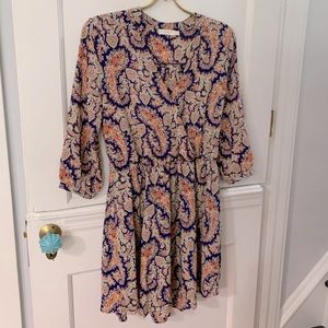 Lush Paisley Royal Blue, Orange, Light Green Dress